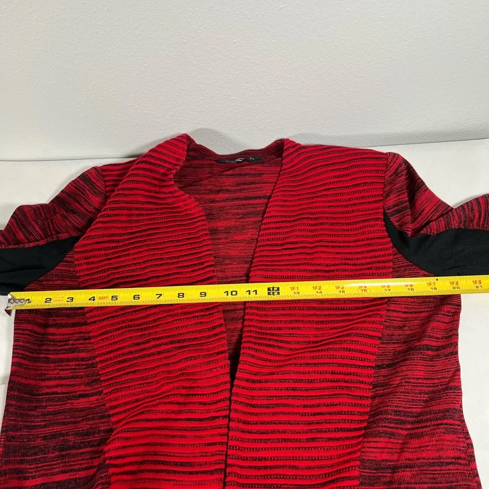 Ming Wang M Red and Black Striped‎ Women's cardigan